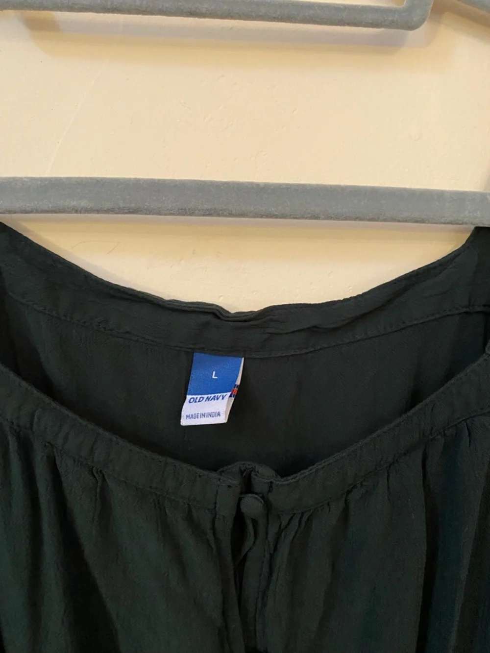 SOLD EBAY 15 Old Navy Dark Green Square Neck Long Sleeve Peplum Blouse Size L